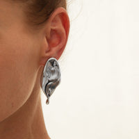 Thumbnail for Abstract Gold Silver Plated Glossy Waterdrop Stud Earrings - ArtGalleryZen