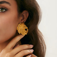 Thumbnail for Abstract Gold Silver Plated Wing Shaped Stud Earrings - ArtGalleryZen