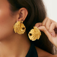 Thumbnail for Abstract Gold Silver Plated Wing Shaped Stud Earrings - ArtGalleryZen