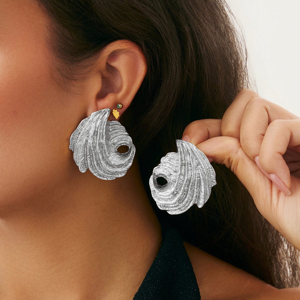 Abstract Gold Silver Plated Wing Shaped Stud Earrings - ArtGalleryZen