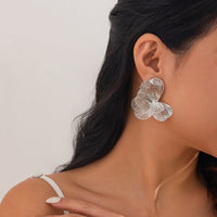 Thumbnail for Abstract Gold Silver Tone Hollow Ginkgo Leaf Earrings - ArtGalleryZen