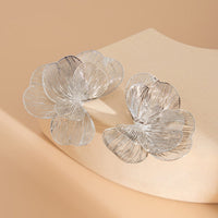 Thumbnail for Abstract Gold Silver Tone Hollow Ginkgo Leaf Earrings - ArtGalleryZen
