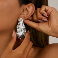 Thumbnail for Abstract Irregular Hammered Waterdrop Stud Earrings - ArtGalleryZen