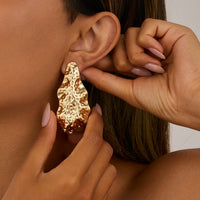 Thumbnail for Abstract Irregular Hammered Waterdrop Stud Earrings - ArtGalleryZen