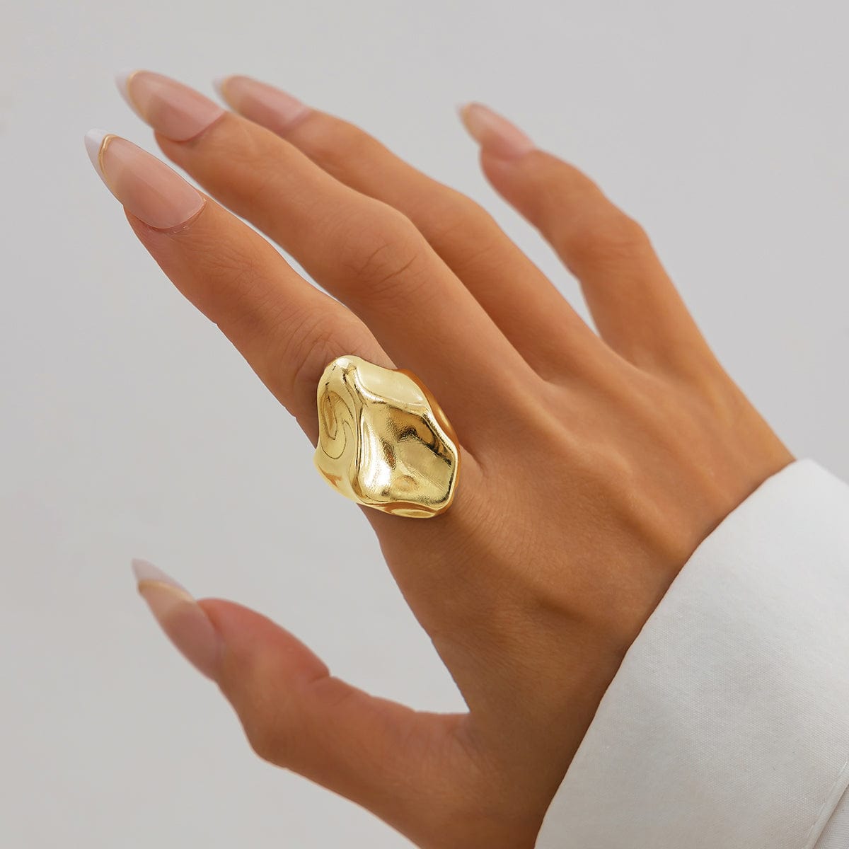 Abstract Irregular Liquid Waterdrop Open Ring - ArtGalleryZen