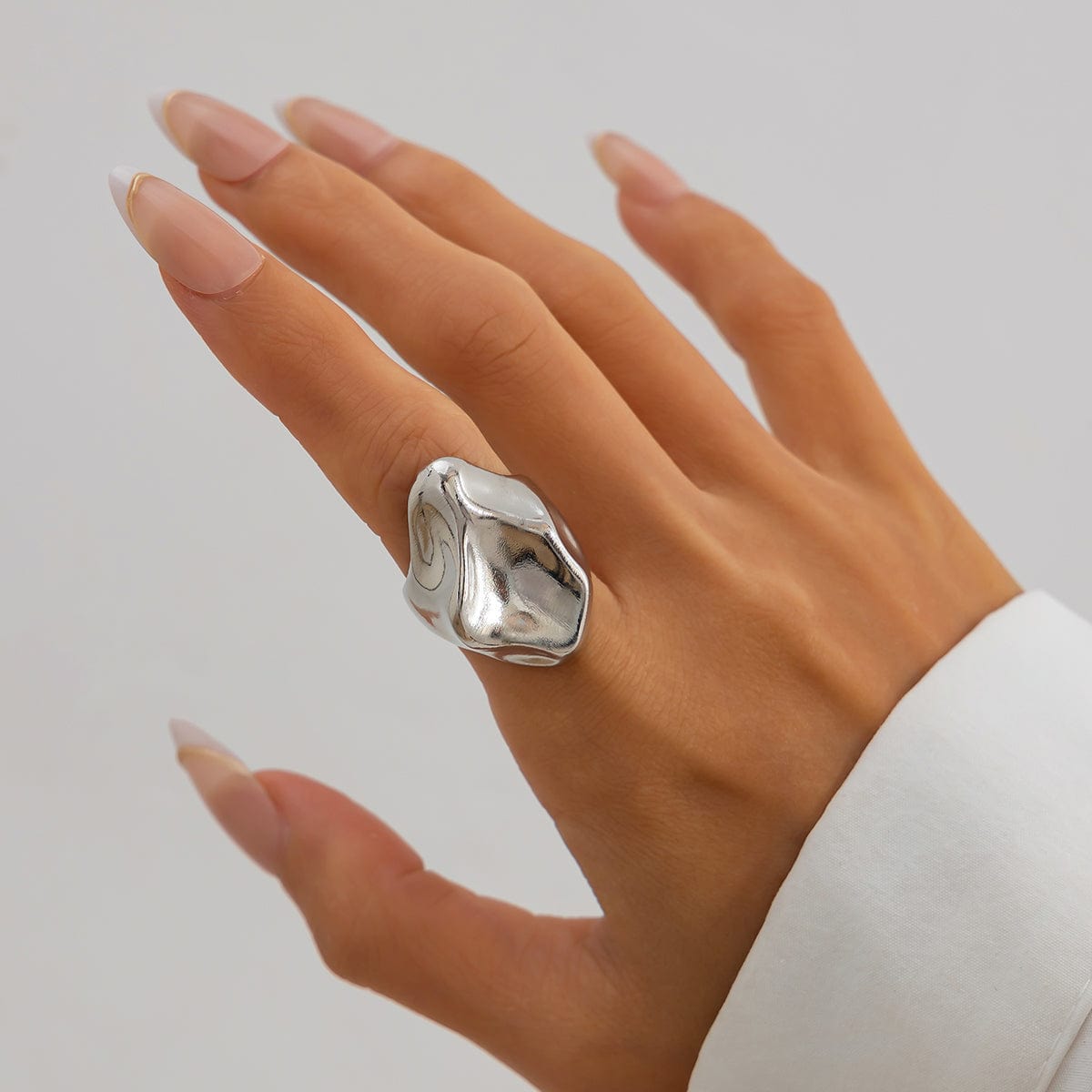 Abstract Irregular Liquid Waterdrop Open Ring - ArtGalleryZen