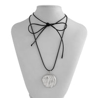 Thumbnail for Abstract Metallic Shell Pendant Wax Cord String Necklace - ArtGalleryZen