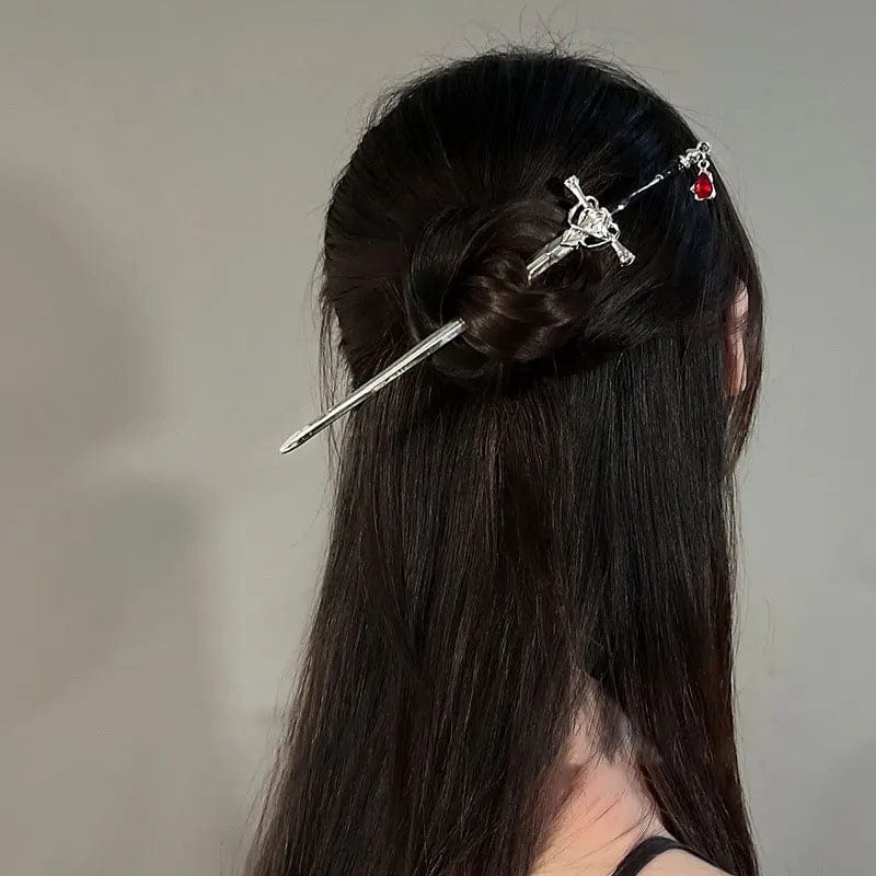 Ancient Style Crystal Pendant Sword Hair Fork Hair Pin - ArtGalleryZen