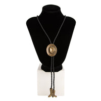 Thumbnail for Antique Gold Silver Tone Cowboy Hat Boots Charm PU String Y Necklace - ArtGalleryZen