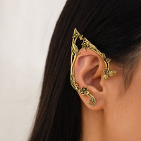 Thumbnail for Antique Gold Silver Tone Floral Leaf Ear Cuff Climber Crawler Wrap Earrings - ArtGalleryZen