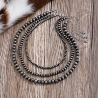 Thumbnail for Antique Silver Tone 3pcs Beaded Chain Stackable Necklace Set - ArtGalleryZen