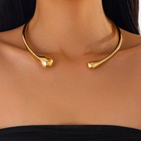Thumbnail for Asymmetric Gold Silver Tone Waterdrop Collar Necklace - ArtGalleryZen