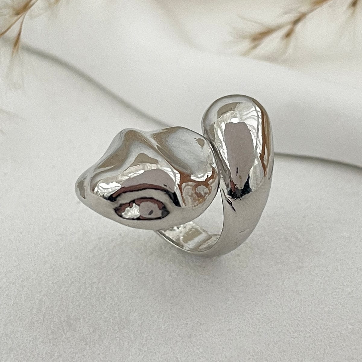 Asymmetric Gold Silver Tone Waterdrop Open Ring - ArtGalleryZen
