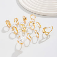 Thumbnail for Baroque 12pcs Irregular Pearl Hoop Curved Ring Set - ArtGalleryZen