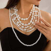 Thumbnail for Baroque 2Pcs Chunky Pearl Chain Necklace Set - ArtGalleryZen