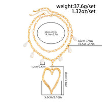 Thumbnail for Baroque 2pcs Irregular Pearl Chunky Heart Pendant Cable Chain Necklace Set - ArtGalleryZen