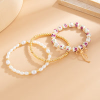 Thumbnail for Baroque 3pcs Bowknot Pendant Pearl Floral Acrylic Beaded Bracelet Set - ArtGalleryZen