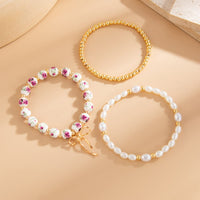 Thumbnail for Baroque 3pcs Bowknot Pendant Pearl Floral Acrylic Beaded Bracelet Set - ArtGalleryZen