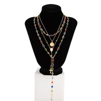 Thumbnail for Baroque 4pcs Cross Round Disk Pendant Crystal Chain Y Necklace Set - ArtGalleryZen
