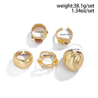 Thumbnail for Baroque 5pcs Rhinestone Inlaid Hollow Chunky Ring Set - ArtGalleryZen