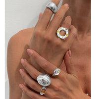 Thumbnail for Baroque 5pcs Rhinestone Inlaid Hollow Chunky Ring Set - ArtGalleryZen