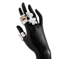 Thumbnail for Baroque 6pcs Irregular Pearl Inlaid Textured Flower Ring Set - ArtGalleryZen