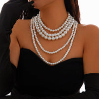 Thumbnail for Baroque Chunky Layered Pearl Chain Necklace - ArtGalleryZen