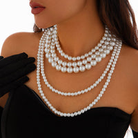 Thumbnail for Baroque Chunky Layered Pearl Chain Necklace - ArtGalleryZen