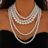 Thumbnail for Baroque Chunky Layered Pearl Chain Necklace - ArtGalleryZen