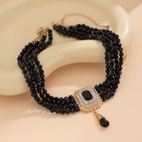 Thumbnail for Baroque Chunky Rhinestone Inlaid Crystal Charm Beaded Chain Necklace - ArtGalleryZen