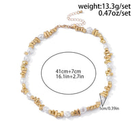 Thumbnail for Baroque Gold Silver Tone Irregular Pearl Beaded Necklace - ArtGalleryZen