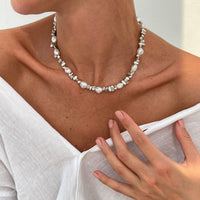 Thumbnail for Baroque Gold Silver Tone Irregular Pearl Beaded Necklace - ArtGalleryZen