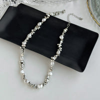 Thumbnail for Baroque Gold Silver Tone Irregular Pearl Beaded Necklace - ArtGalleryZen