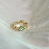 Thumbnail for Baroque Green Crystal Inlaid Open Ring - ArtGalleryZen