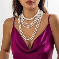 Thumbnail for Baroque Layered Chunky Pearl Chain Choker Necklace Set - ArtGalleryZen