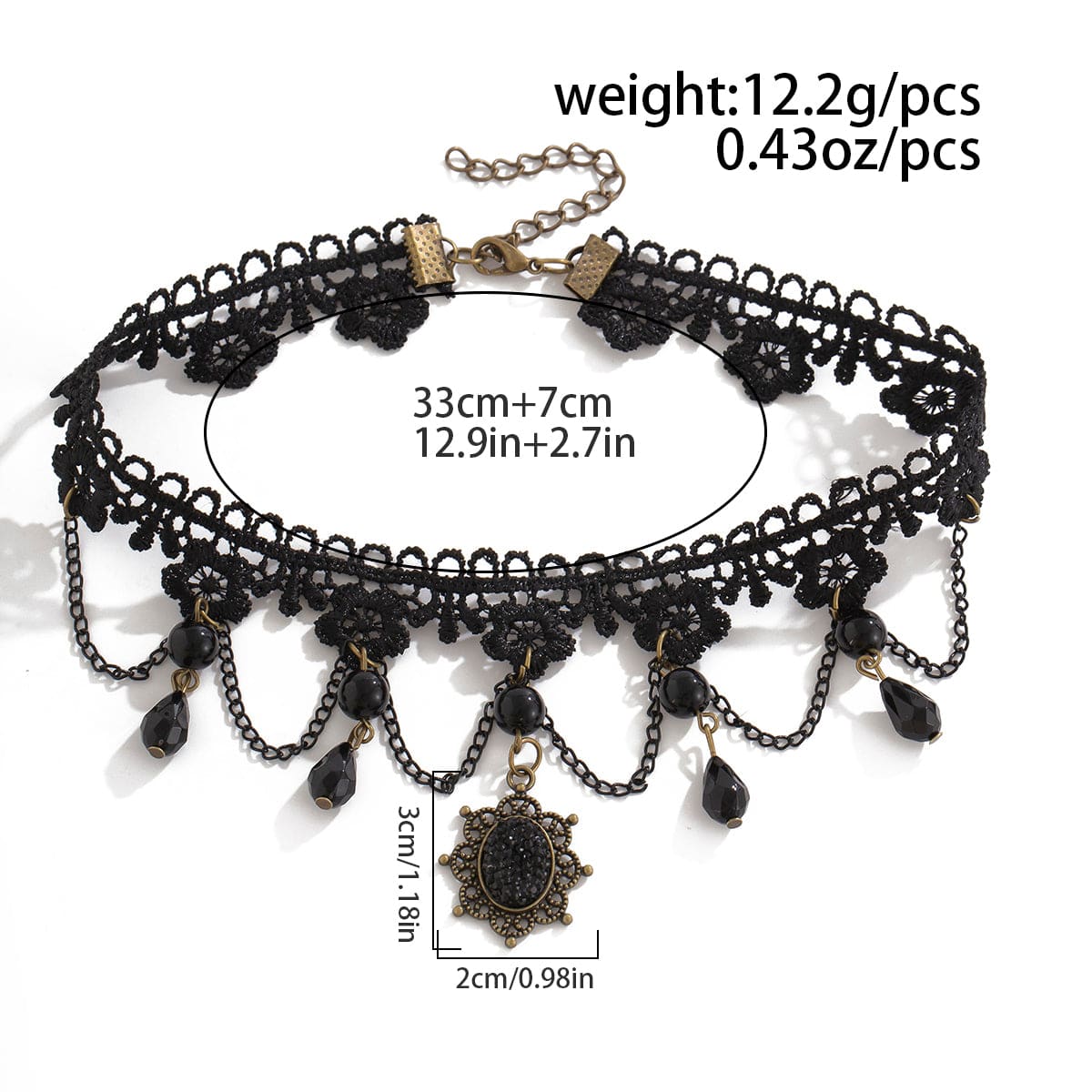 Baroque Layered Crystal Tassel Flower Pendant Lace Choker Necklace - ArtGalleryZen