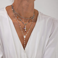 Thumbnail for Baroque Layered Gold Silver Tone Cross Pendant Crystal Chain Y Necklace Set - ArtGalleryZen