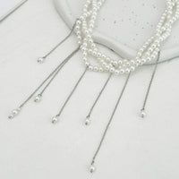 Thumbnail for Baroque Layered Pearl Chain Tassel Choker Necklace - ArtGalleryZen