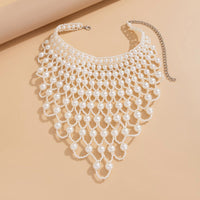 Thumbnail for Baroque Layered Pearl Mesh Tassel Necklace - ArtGalleryZen