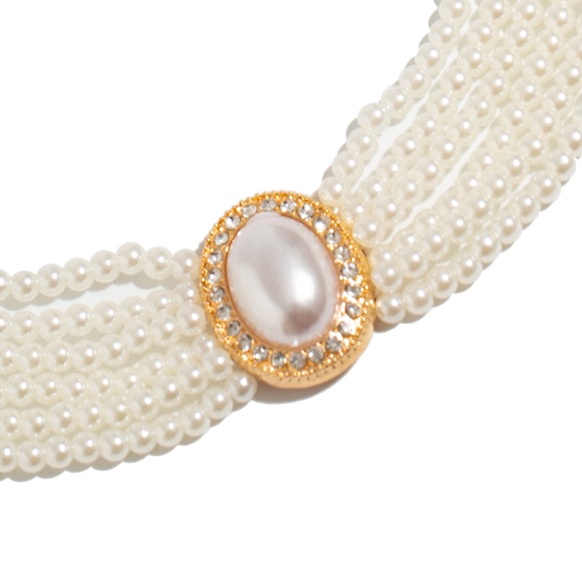Baroque Layered Rhinestone Inlaid Crystal Pearl Chain Necklace - ArtGalleryZen