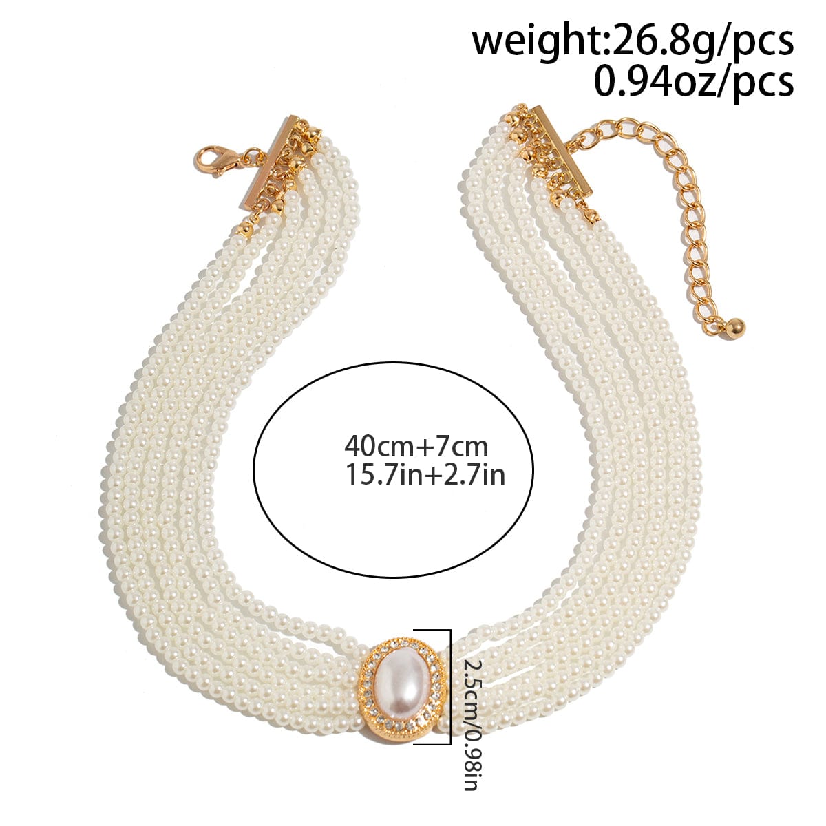 Baroque Layered Rhinestone Inlaid Crystal Pearl Chain Necklace - ArtGalleryZen