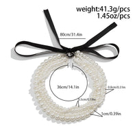 Thumbnail for Baroque Layered Ribbon Bowknot Pearl Chain Necklace - ArtGalleryZen