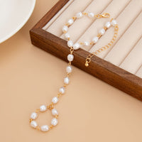 Thumbnail for Baroque Pearl Chain Finger Ring Bracelet - ArtGalleryZen
