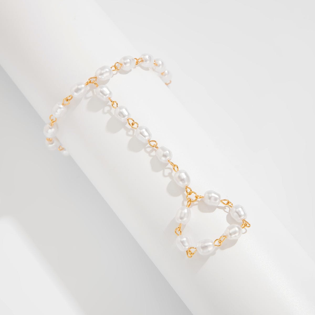 Baroque Pearl Chain Finger Ring Bracelet - ArtGalleryZen