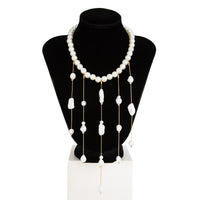 Thumbnail for Baroque Pearl Raindrop Tassel Choker Necklace - ArtGalleryZen