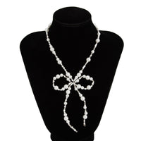 Thumbnail for Baroque Pearl Seed Beaded Bowknot Necklace Earrings Set - ArtGalleryZen