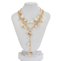 Thumbnail for Beach Style 2pcs Conch Shell Starfish Pearl Tassel Y Necklace Set - ArtGalleryZen