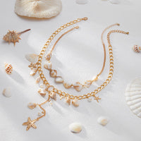 Thumbnail for Beach Style 2pcs Conch Shell Starfish Pearl Tassel Y Necklace Set - ArtGalleryZen