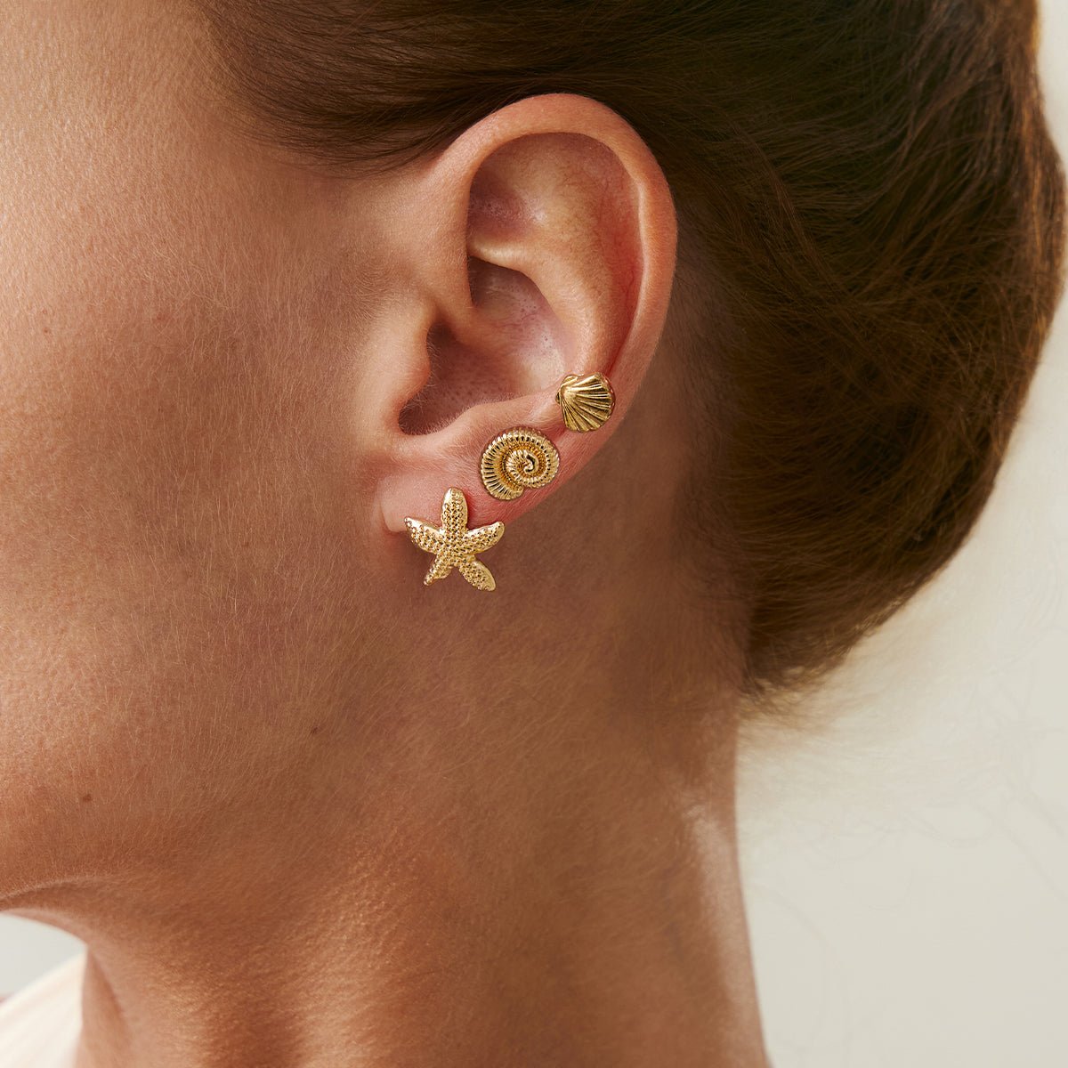 Beach Style 3 Pairs Conch Shell Starfish Earrings Set - ArtGalleryZen