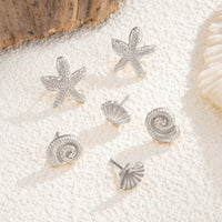 Thumbnail for Beach Style 3 Pairs Conch Shell Starfish Earrings Set - ArtGalleryZen